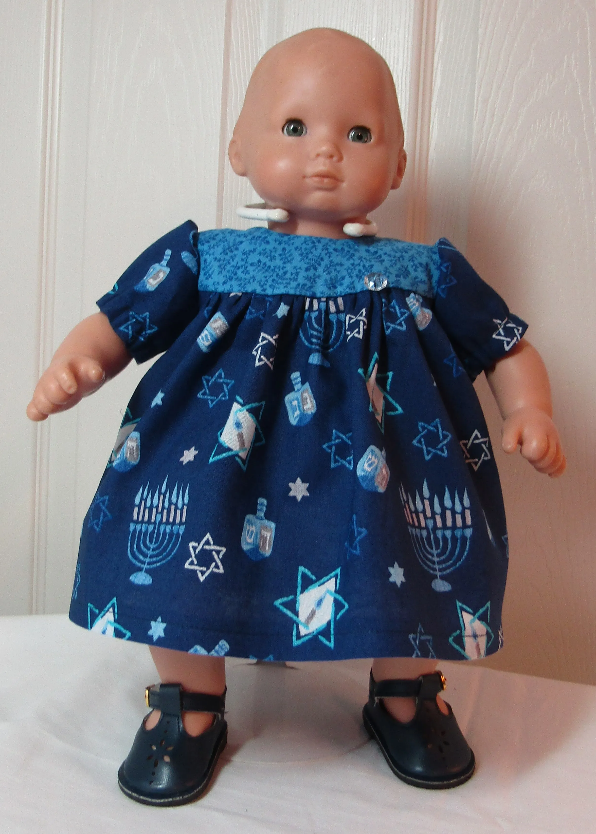 Sunburst Cutout Buckled Shoes 18 & 15 inch Doll: Navy Blue