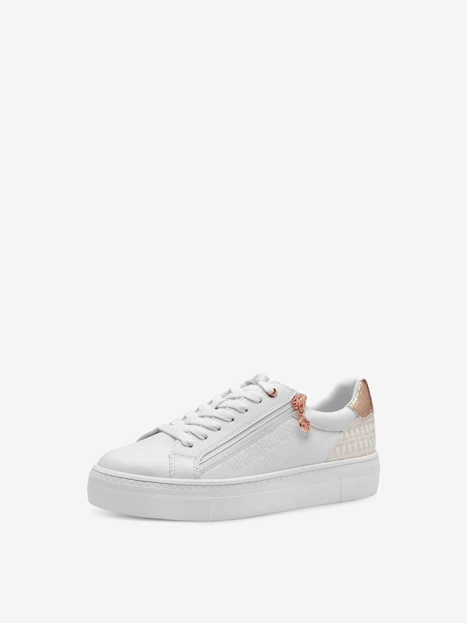 Tamaris Women's 1-23313-41 Vegan Leather Lace-Up Sneakers White Rose Gold