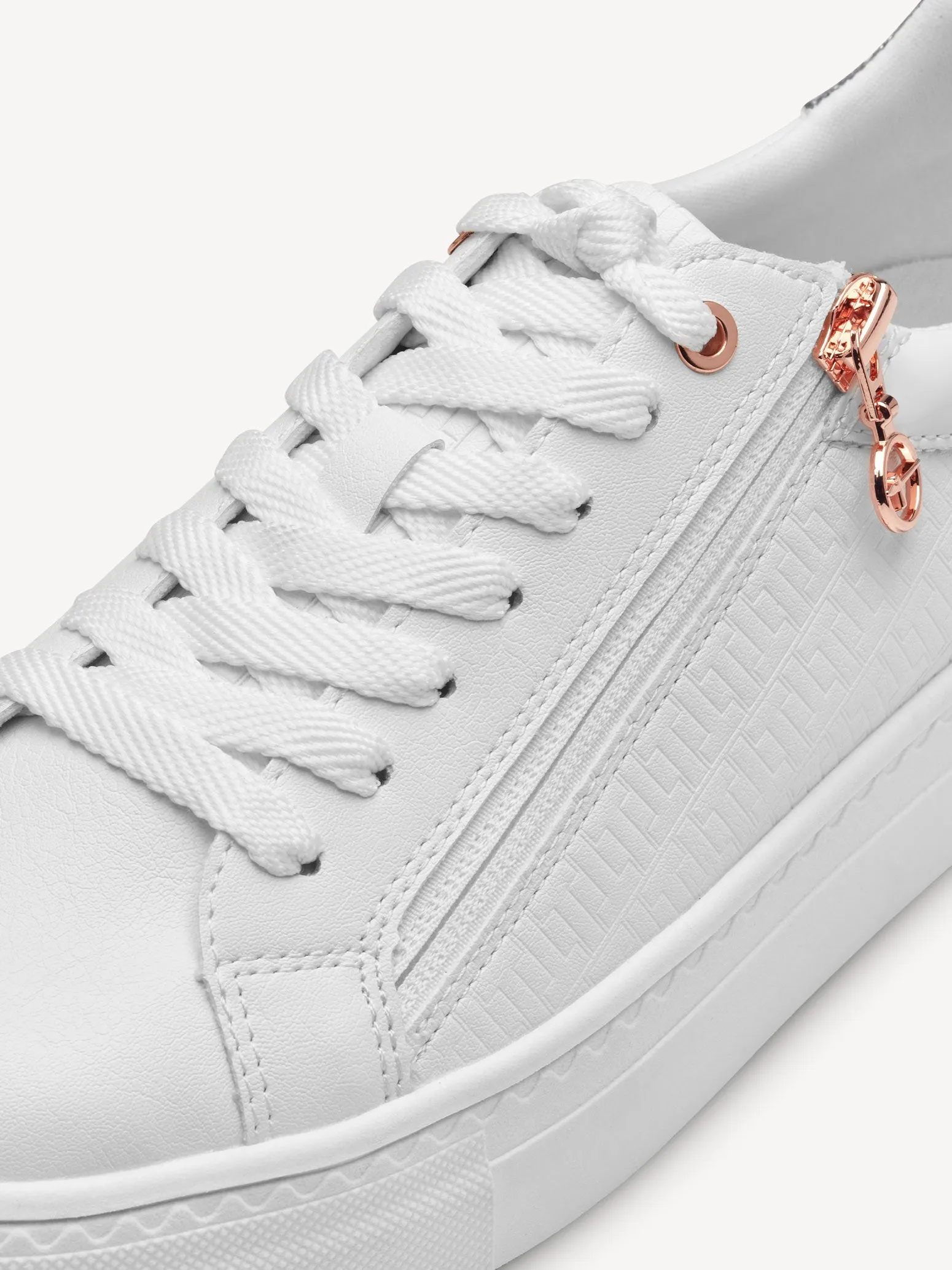 Tamaris Women's 1-23313-41 Vegan Leather Lace-Up Sneakers White Rose Gold