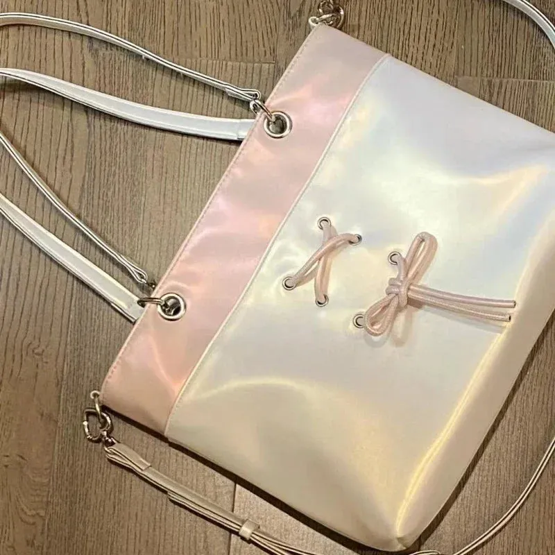 TAVIMART  -  Y2k Aesthetic Contrast Color Casual Women Handbags Streetwear Patchwork Sweet Bow Shoulder Bags Fashion Chic Casual Underarm Bag