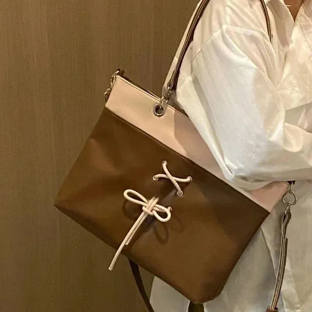 TAVIMART  -  Y2k Aesthetic Contrast Color Casual Women Handbags Streetwear Patchwork Sweet Bow Shoulder Bags Fashion Chic Casual Underarm Bag