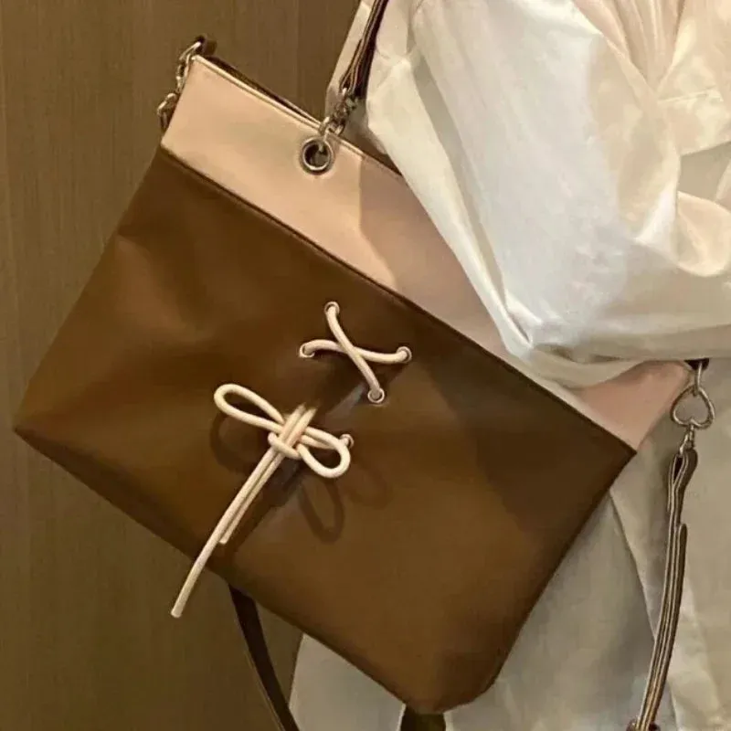 TAVIMART  -  Y2k Aesthetic Contrast Color Casual Women Handbags Streetwear Patchwork Sweet Bow Shoulder Bags Fashion Chic Casual Underarm Bag