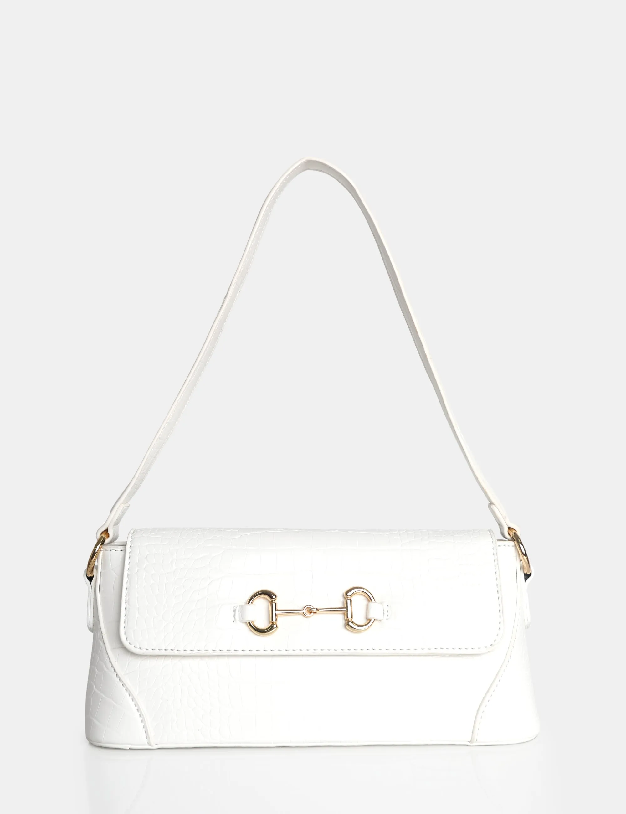 The Issy White Croc Pu Buckle Shoulder Bag