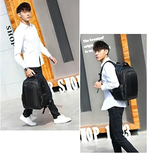 TRE Laptop Backpack Large Computer Backpack for Laptop with USB Charging Port Water-Repellent School Travel Backpack Casual Daypack for Business/College/Women/Men (Color : Black)