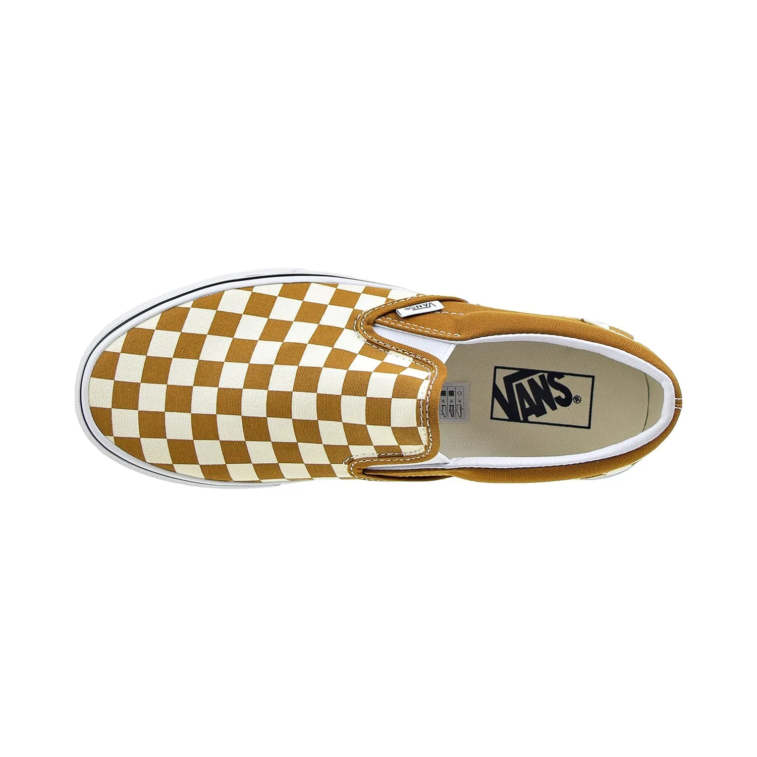 Vans Classic Slip-On 'Checkerboard' Men's Shoes Golden Brown-True White