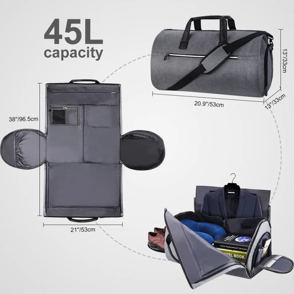 Vbiger Convertible Garment Bag Carry-on Large Duffel Bag Business Travel Bags with Shoulder Strap