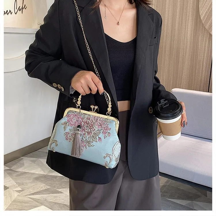 Vintage Tapestry Chain Shoulder Crossbody Messenger Bag