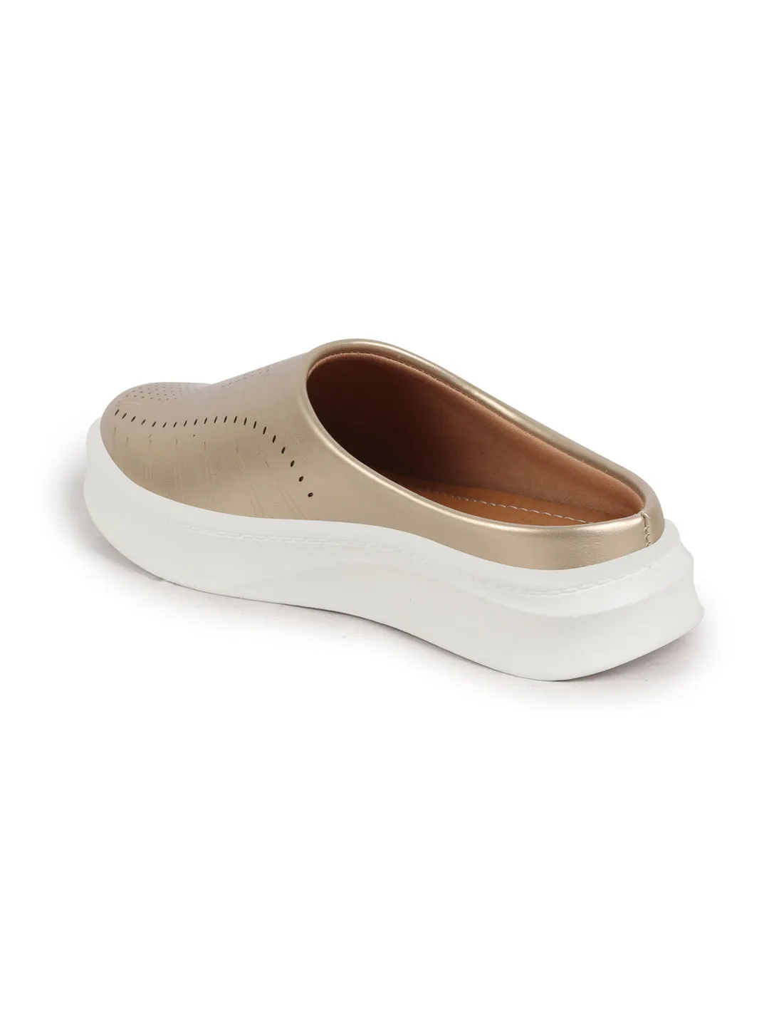 Women Cheeku Perforated Laser Cut Classic Back Open Slip On Mules Shoes|Work|Casual|Loafer Shoes|Comfort