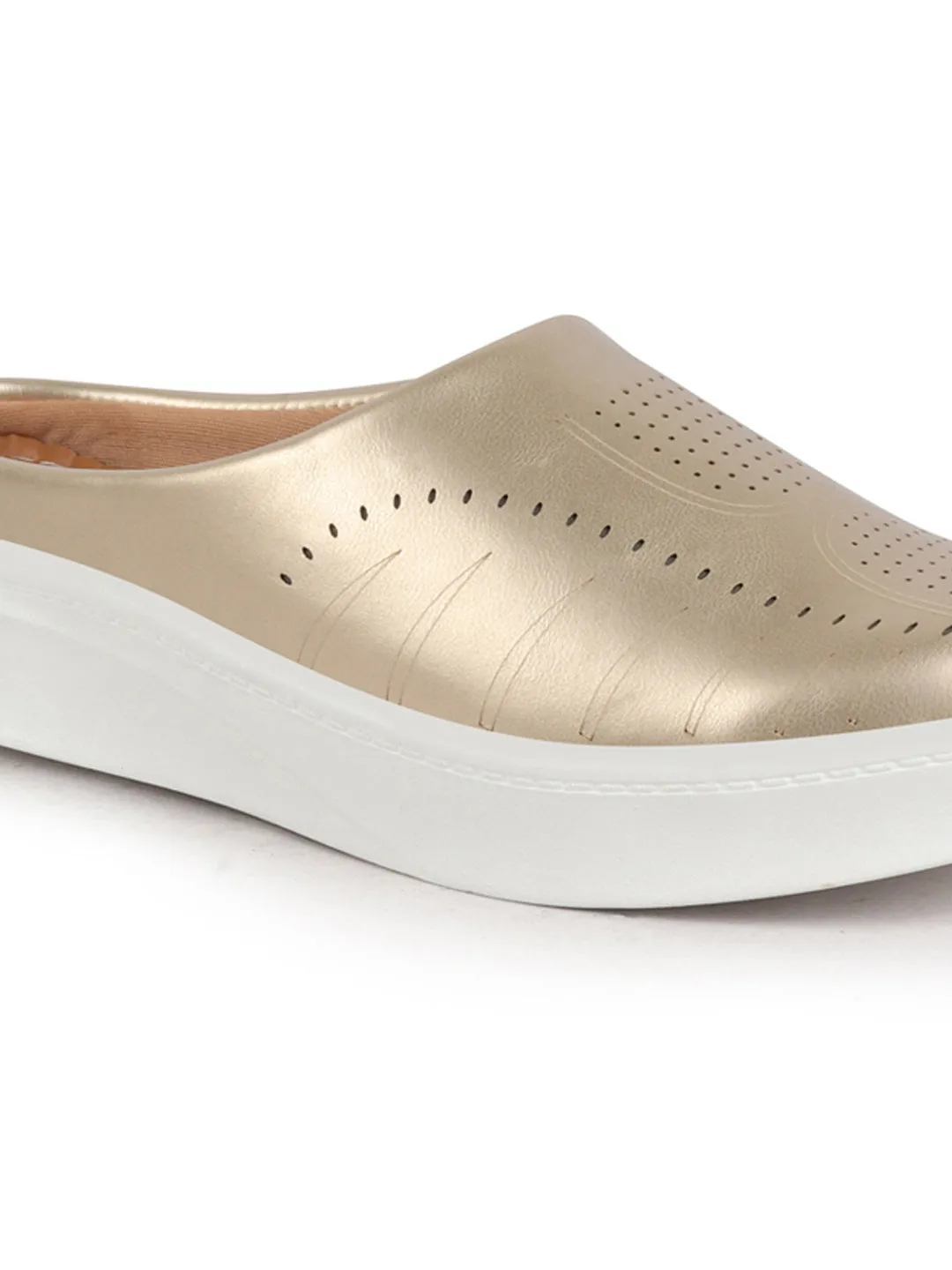 Women Cheeku Perforated Laser Cut Classic Back Open Slip On Mules Shoes|Work|Casual|Loafer Shoes|Comfort