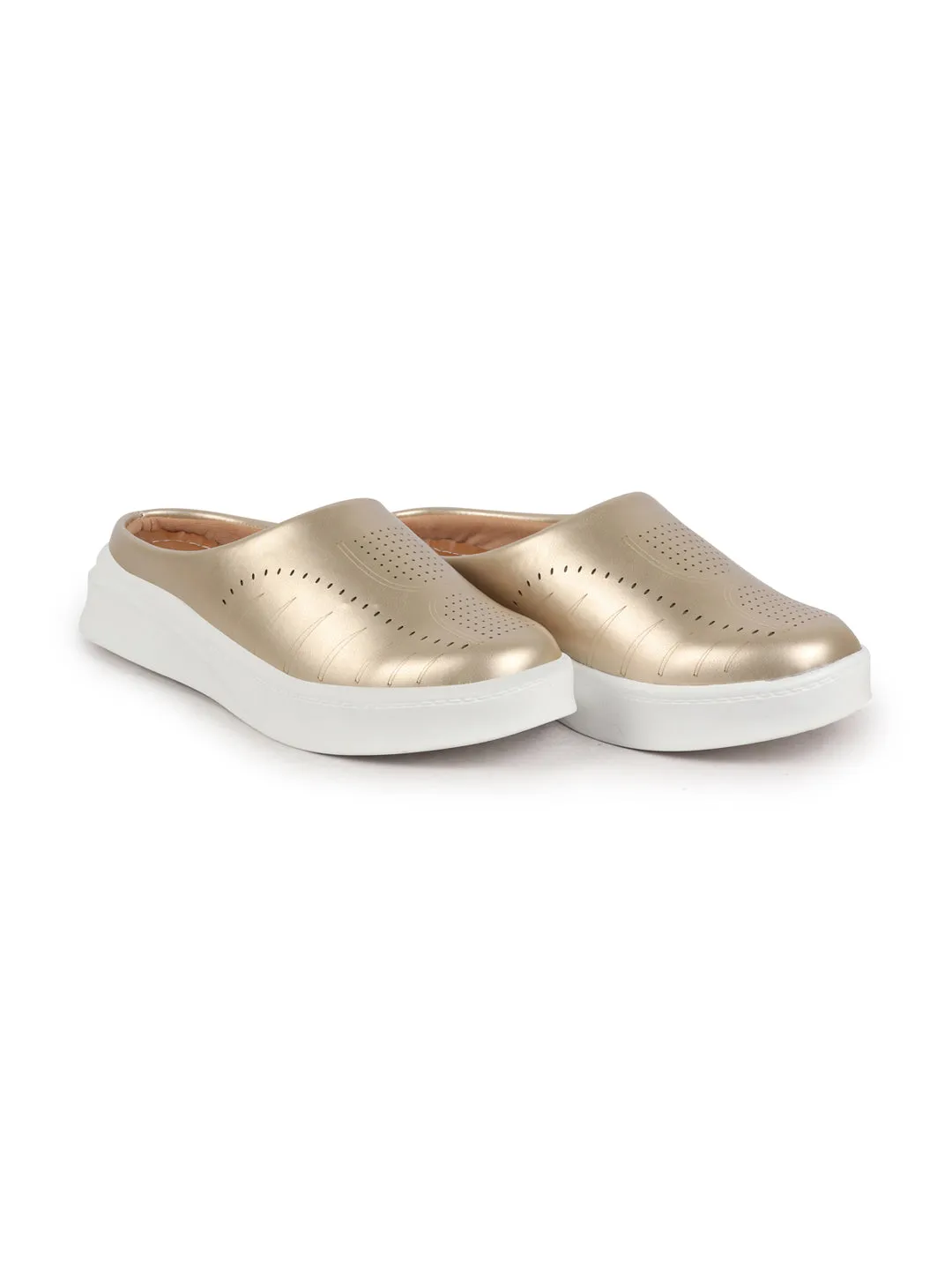 Women Cheeku Perforated Laser Cut Classic Back Open Slip On Mules Shoes|Work|Casual|Loafer Shoes|Comfort