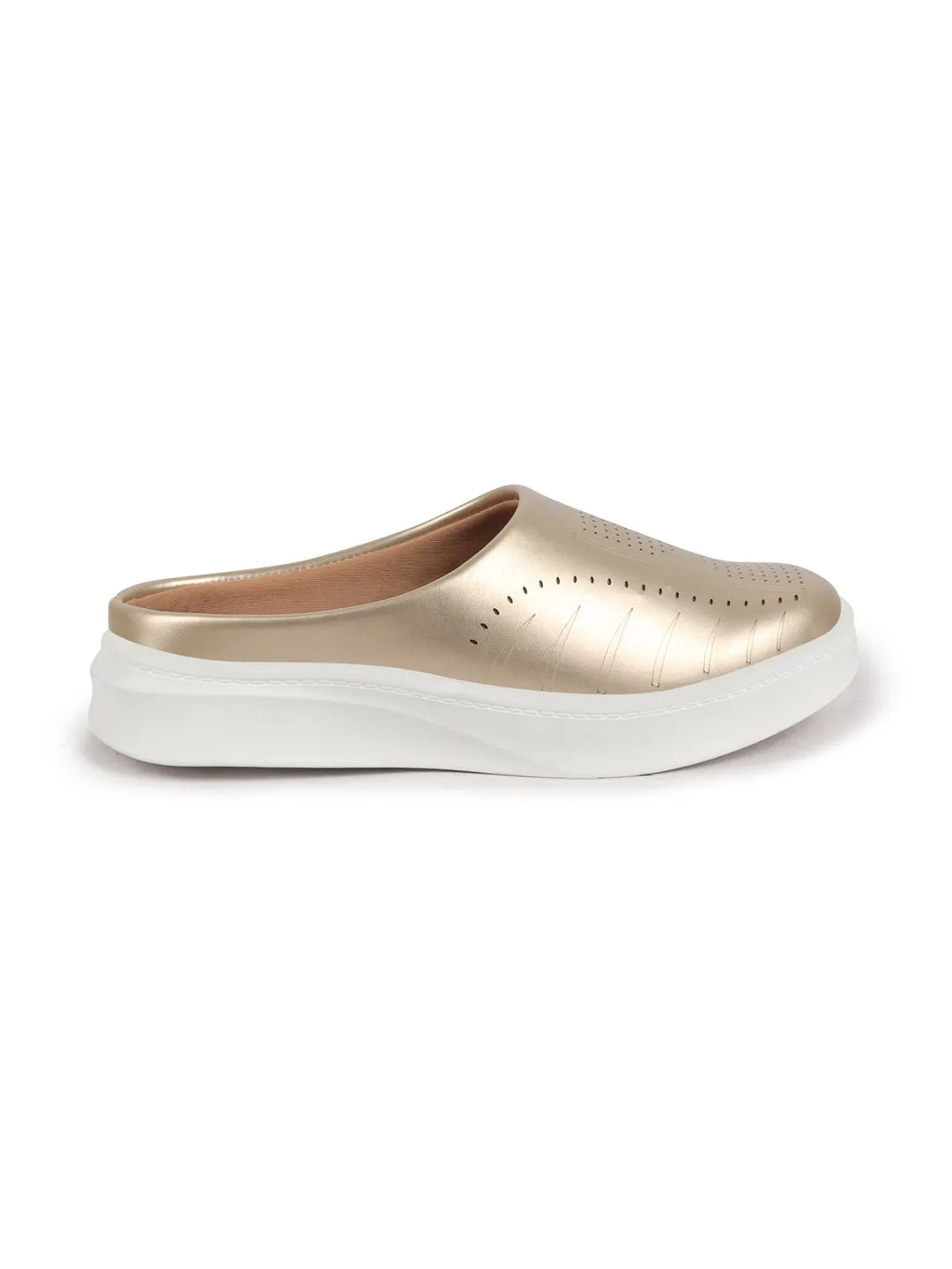 Women Cheeku Perforated Laser Cut Classic Back Open Slip On Mules Shoes|Work|Casual|Loafer Shoes|Comfort