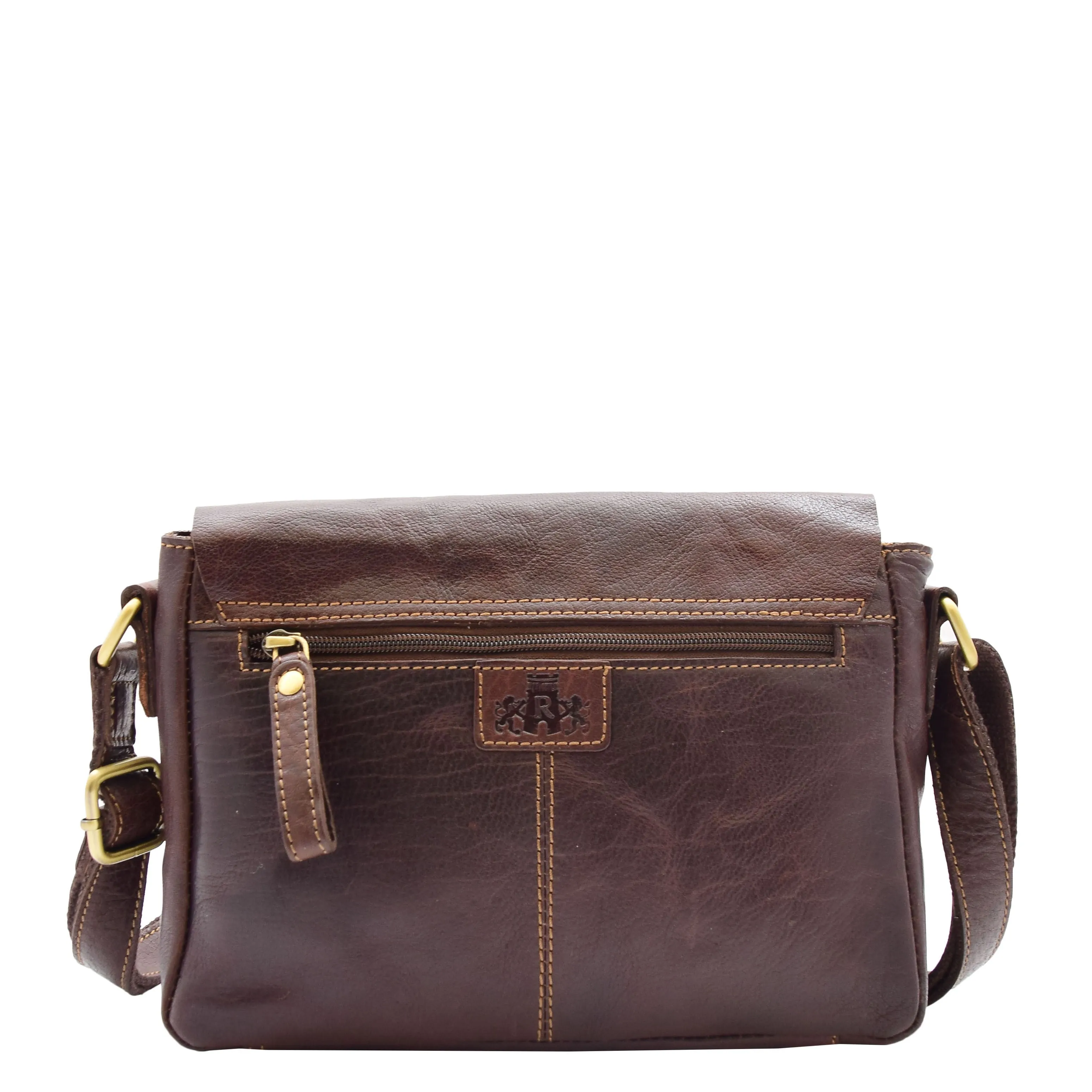 Womens Distressed Leather Crossbody Bag Vintage Finish Messenger Dottie Brown
