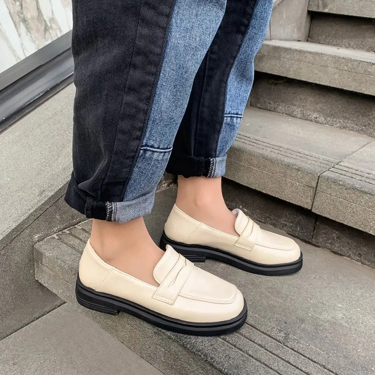 Women's Round Toe Flat Platform Slip on Shoes