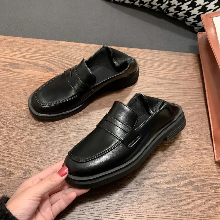 Women's Round Toe Flat Platform Slip on Shoes
