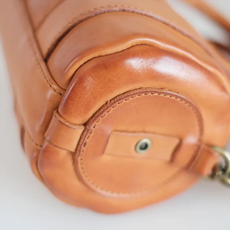 Womens Small Leather Barrel Bag Shoulder Handbags