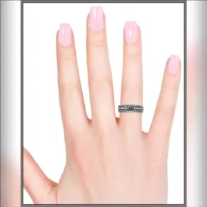 Women's Sterling Silver Engraved Band Ring
