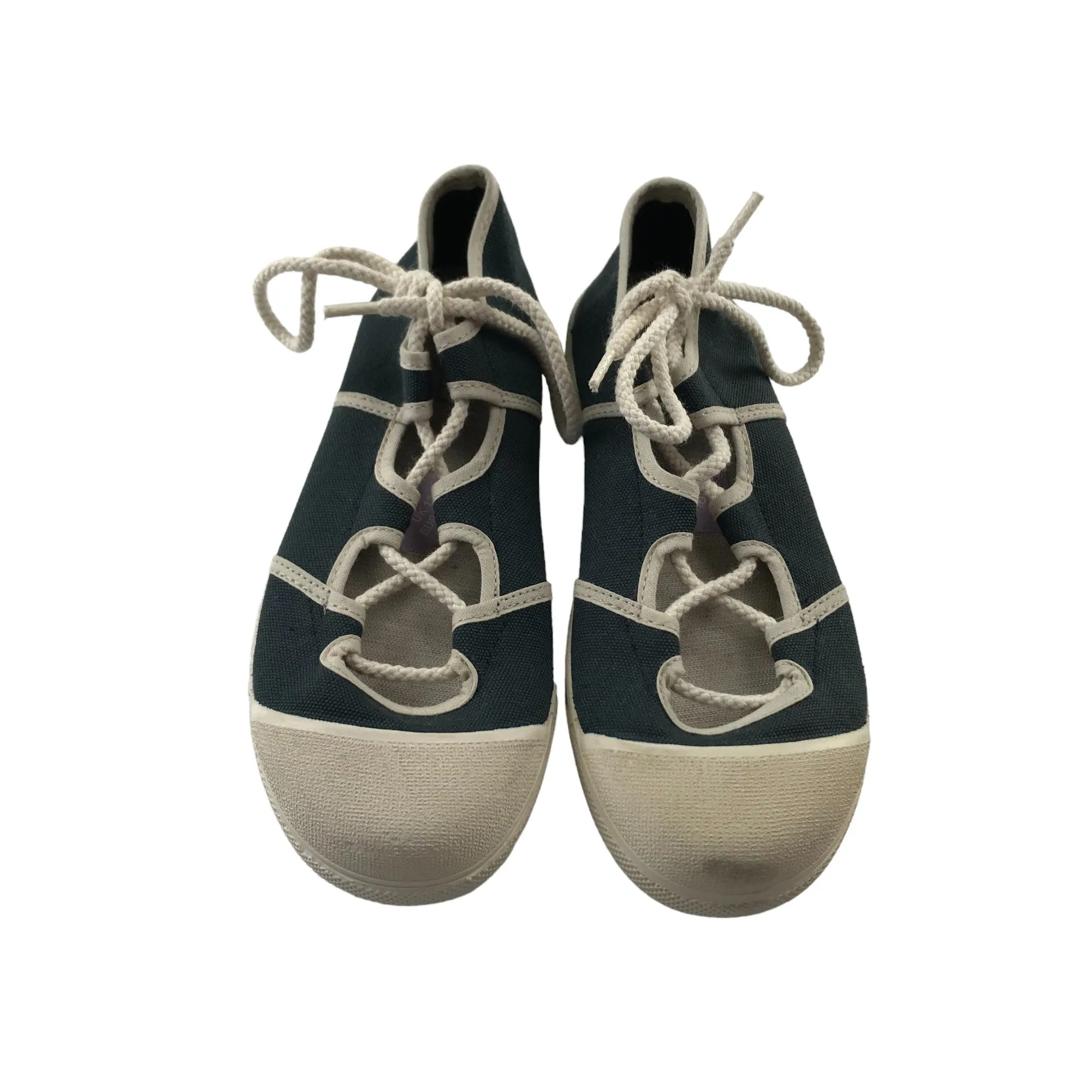 Zara Flats Shoe Size 13 Junior Navy Ballerina Style with White Toe Cap