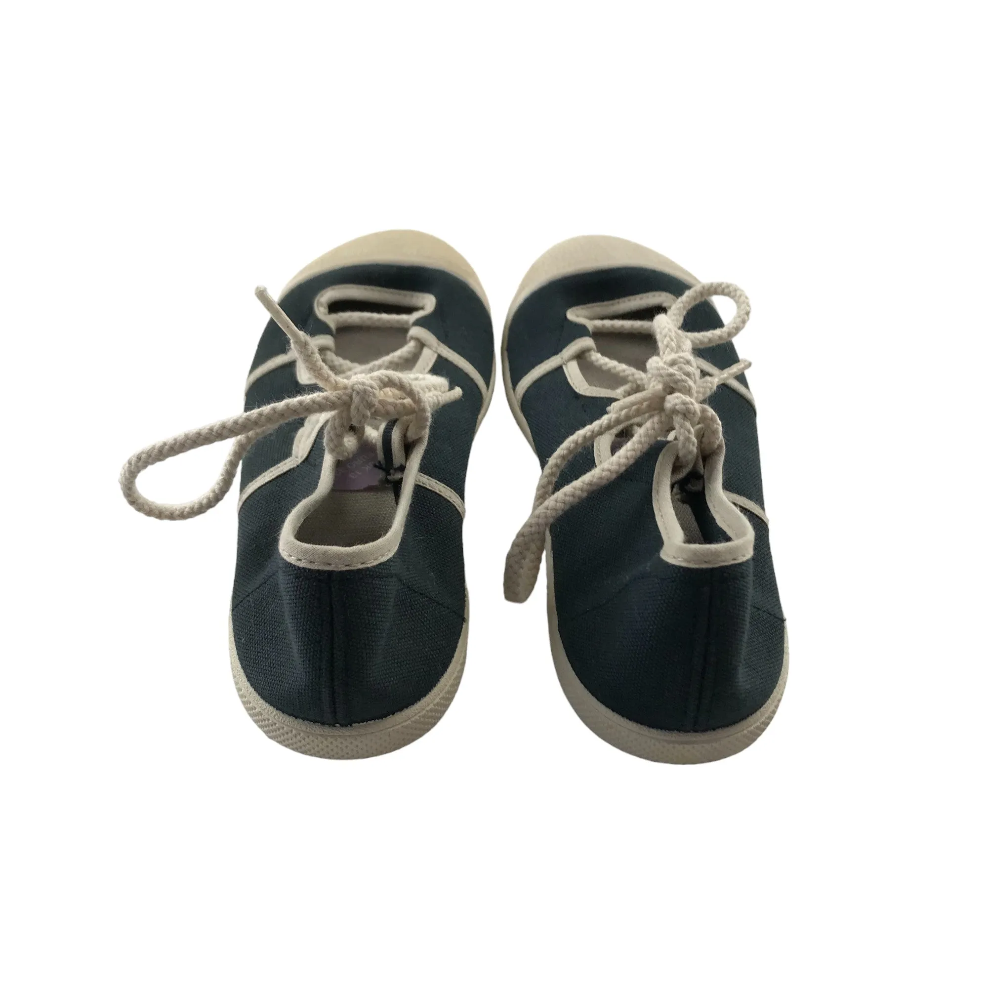 Zara Flats Shoe Size 13 Junior Navy Ballerina Style with White Toe Cap