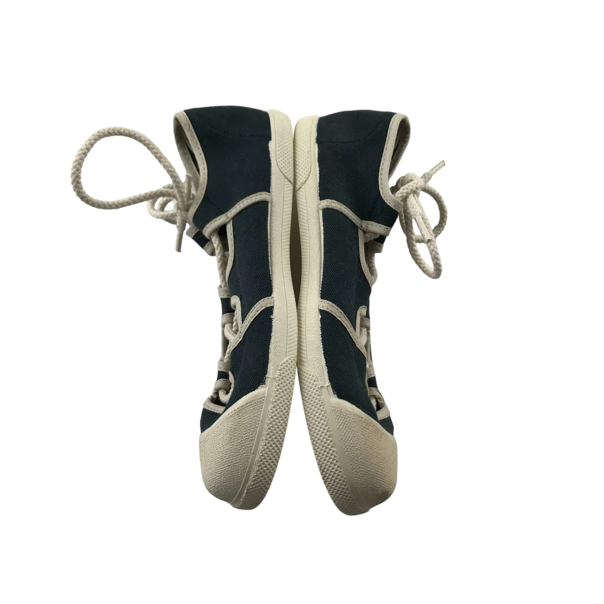 Zara Flats Shoe Size 13 Junior Navy Ballerina Style with White Toe Cap