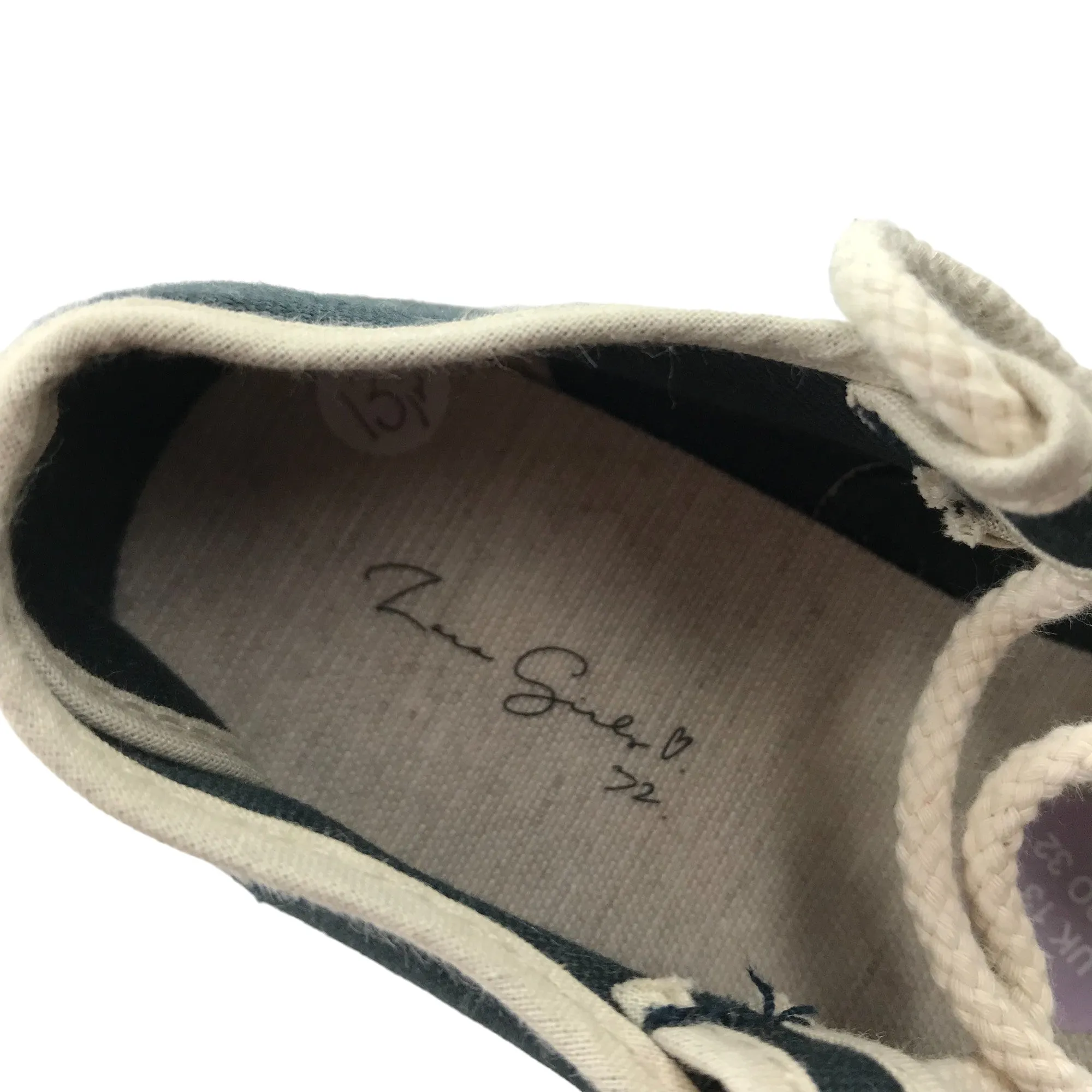 Zara Flats Shoe Size 13 Junior Navy Ballerina Style with White Toe Cap
