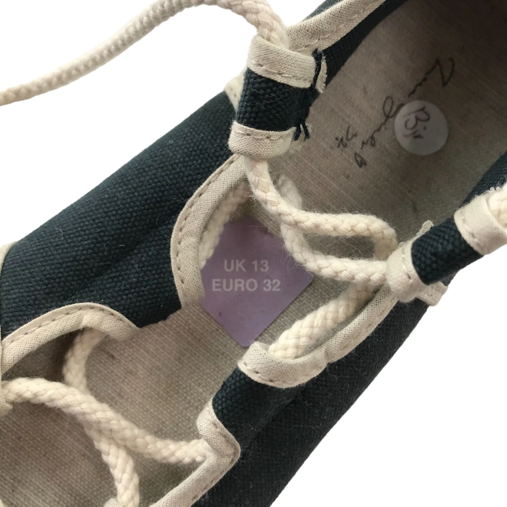 Zara Flats Shoe Size 13 Junior Navy Ballerina Style with White Toe Cap